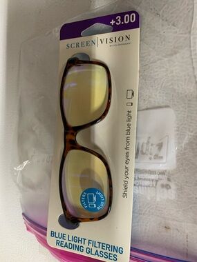 Blue Light Filtering Reading Glasses +3.00 - Tortoise